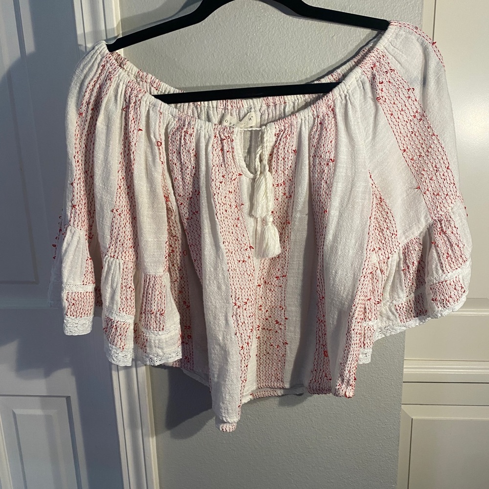 white and red small blouse